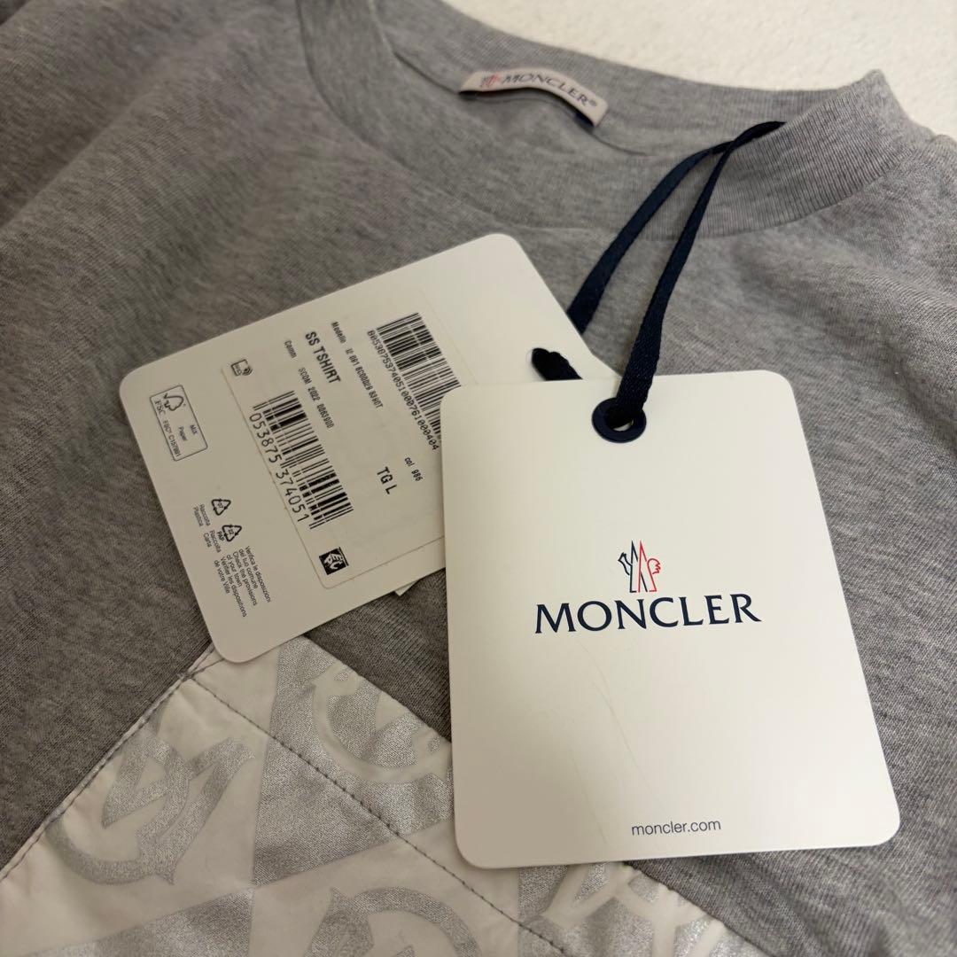 【タグ付き未使用級】モンクレール グレー Tシャツ メンズ ロゴ Lサイズ