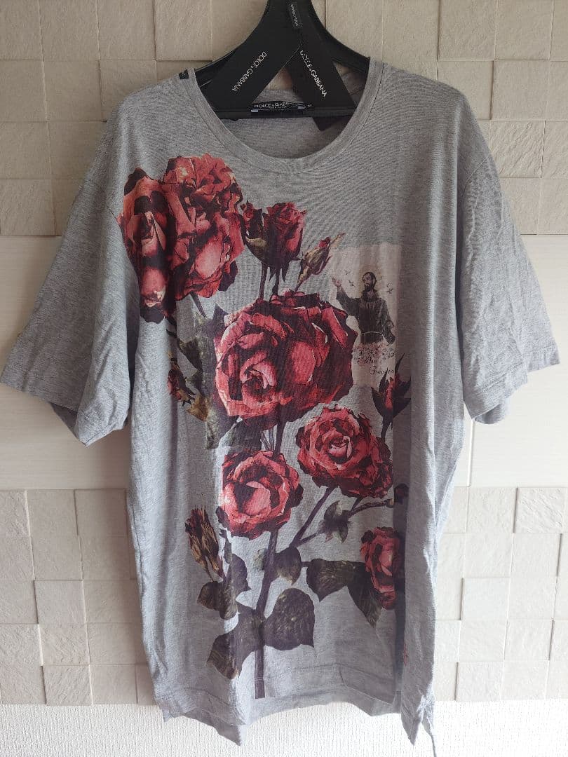 【ほぼ未使用品】ドルガバ バラ柄 フラワープリントTシャツ 希少サイズ：52