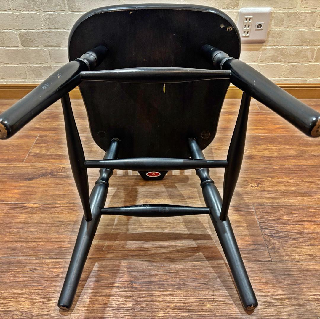 秋田木工 アンティーク レトロ ブラック スピンドルバック ウィンザーチェア②