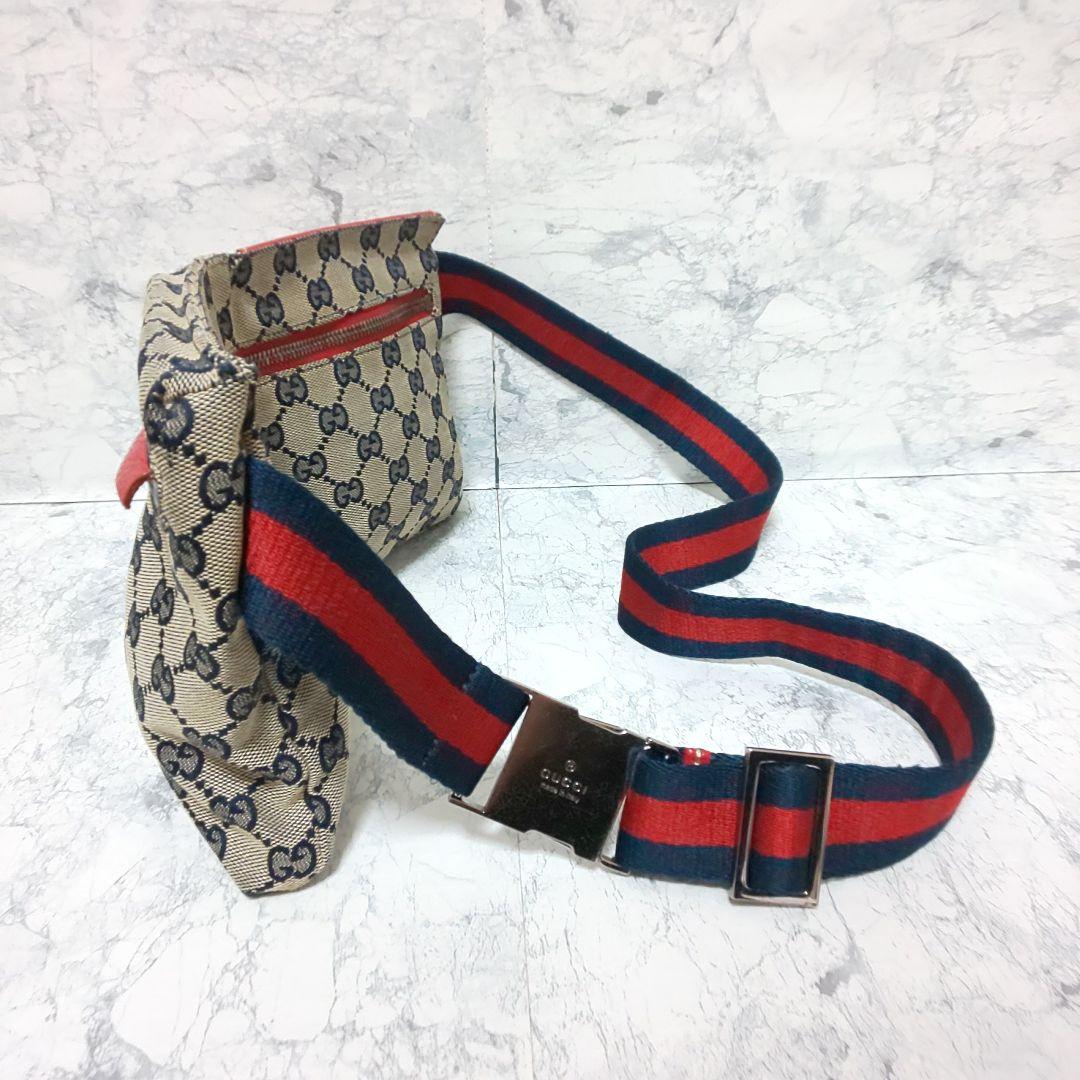 【美品/希少色】GUCCI GGキャンバス ボディーバッグ シェリー 28566