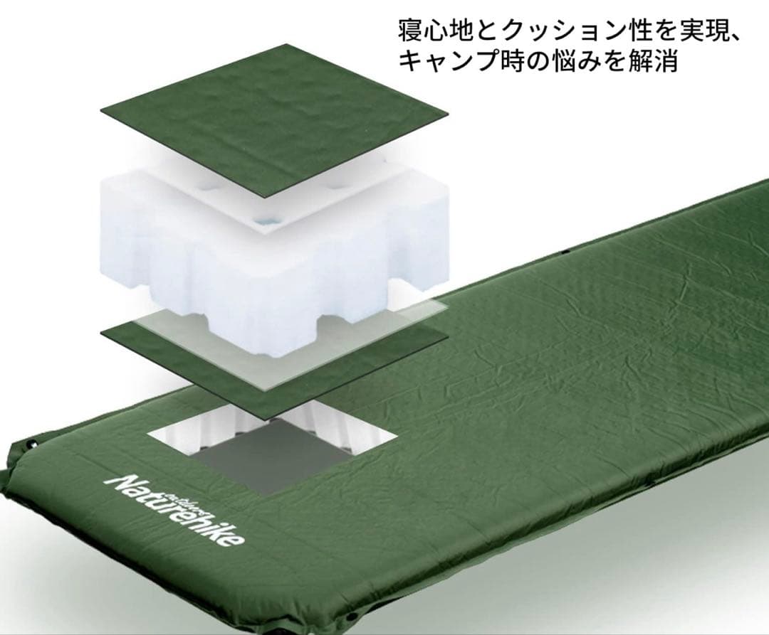 【3個】Naturehike エアーマット 自動膨張 厚手5cm（グリーン）