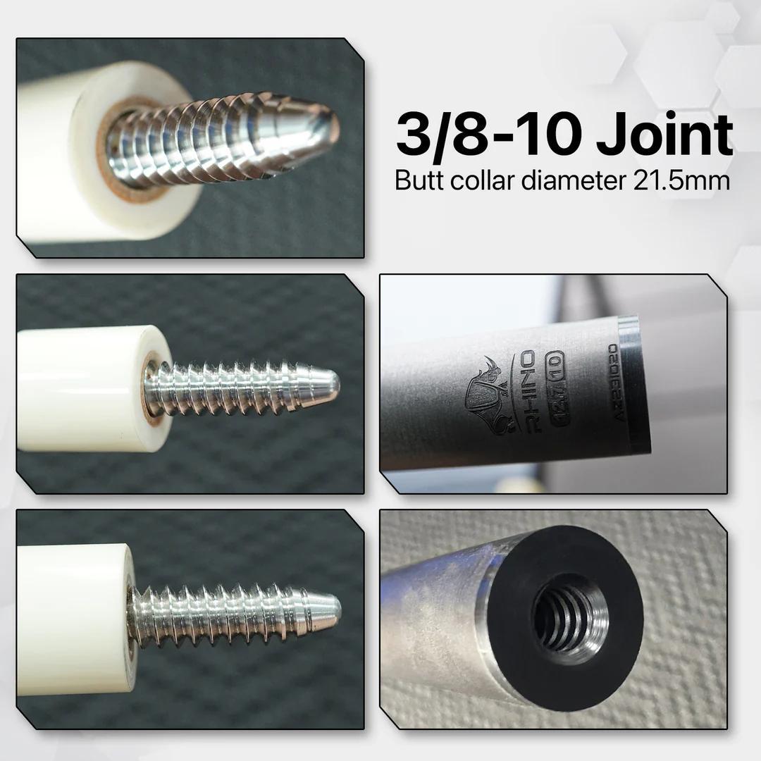 【Rhino】10山 12.4mm ビリヤード カーボン シャフト &タップ1