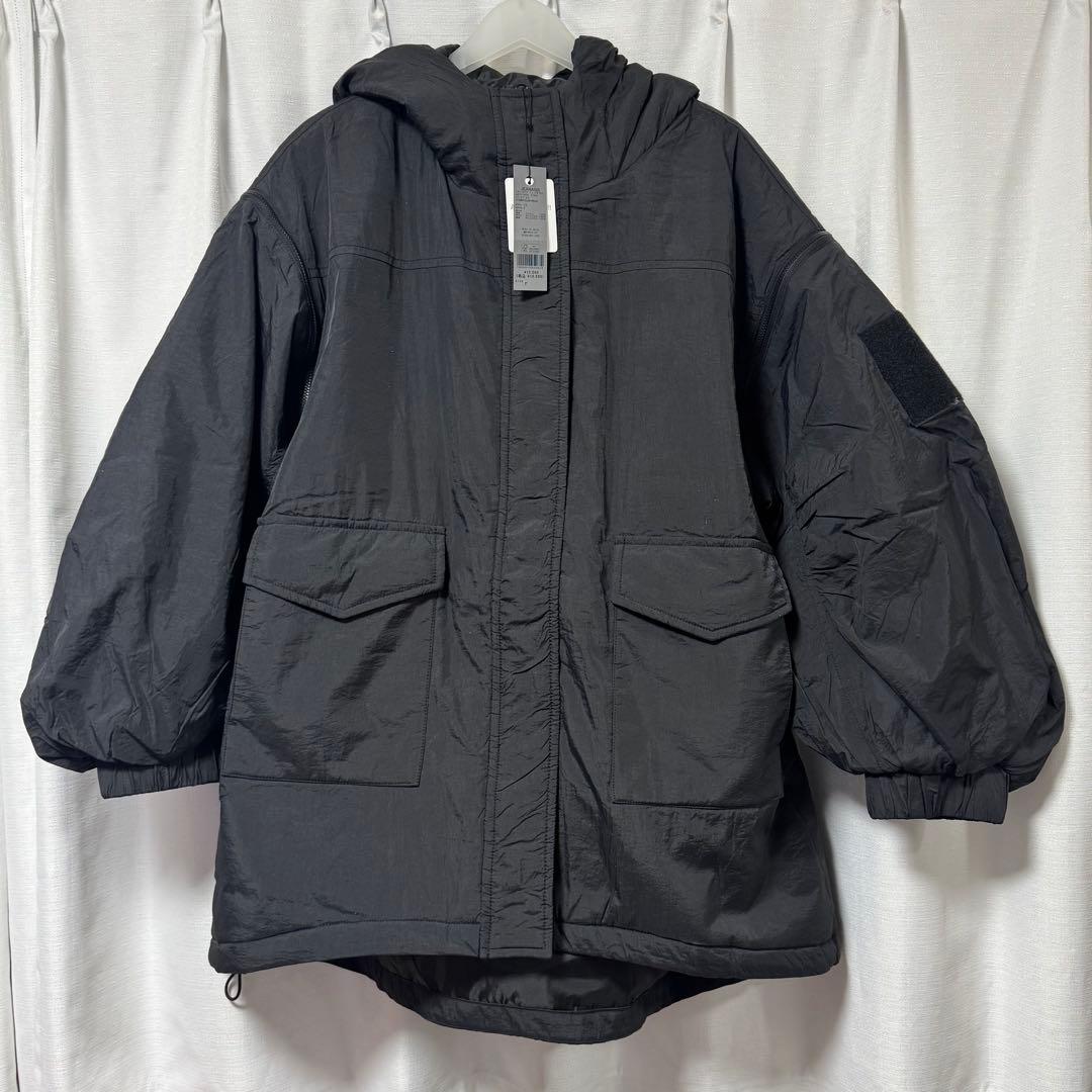 【タグ付き新品】ジーナシス★ソデ2WAYモンスターパーカーコート　ブラック　F