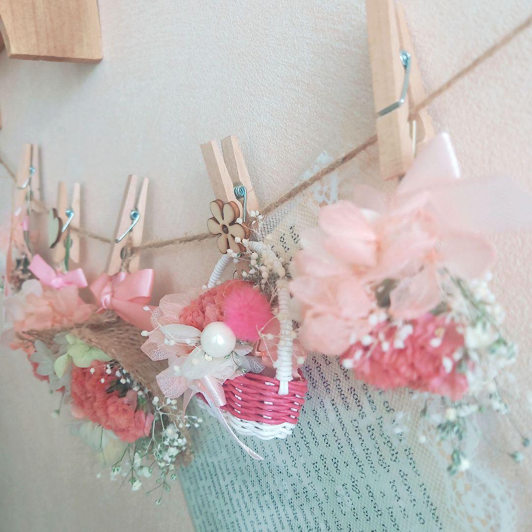 No30 ドライとプリザーブドフラワーの プリンセスガーランド⸜❤︎⸝‍