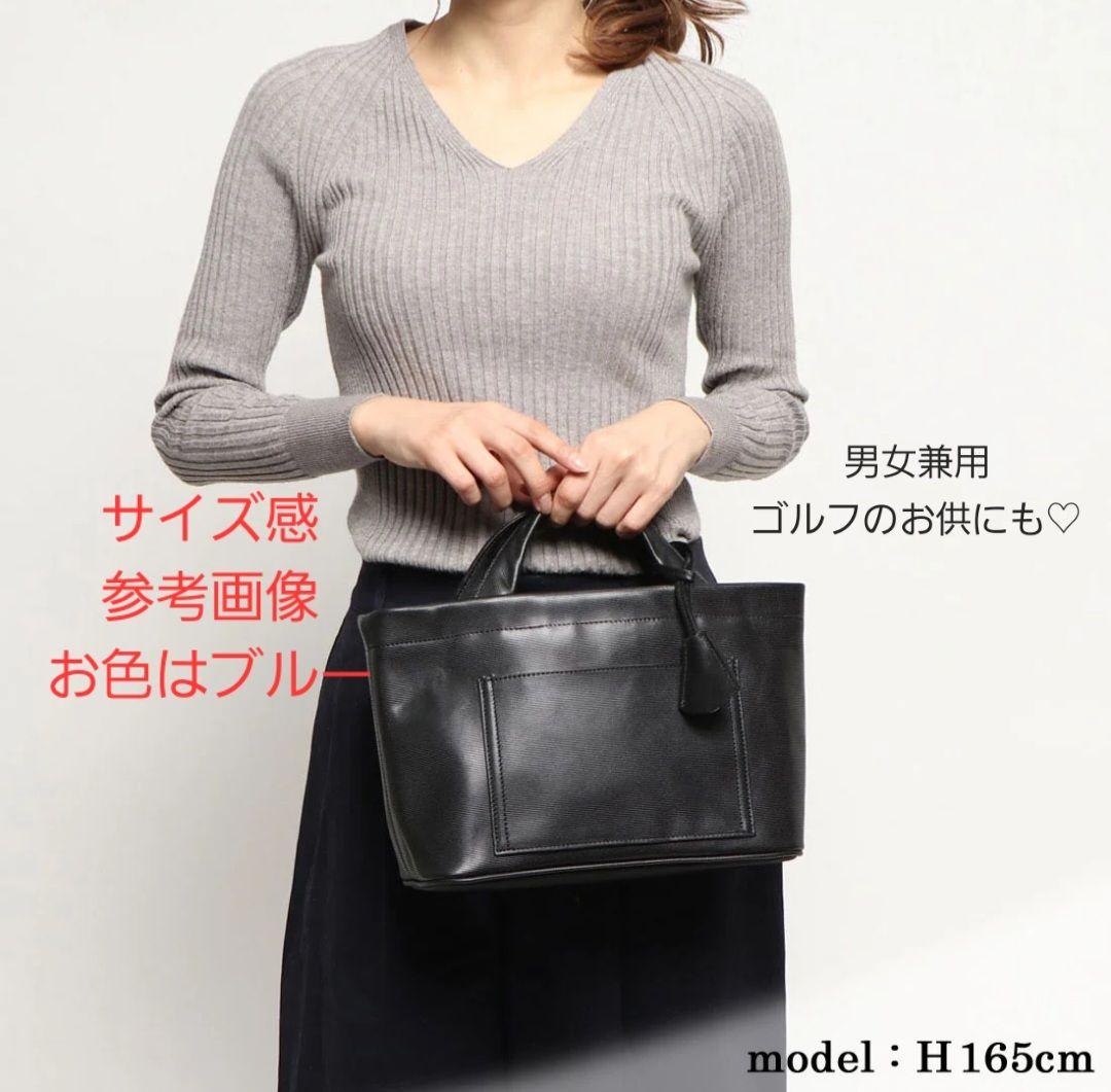 ブルーaniary アニアリ　クロッシングレザー ミニトートバッグ　ゴルフ