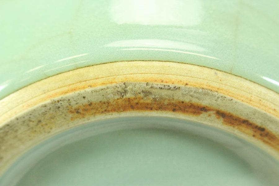 作家物 波山作 青磁草花紋 花瓶 共箱(ZE611)