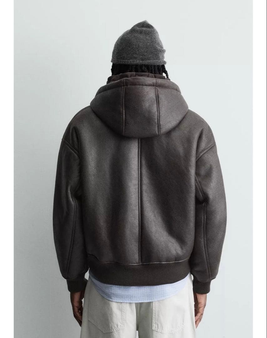 タグ付き新品★ZARAのダブルフェイスフェイクレザージャケット★L★ブラウン色
