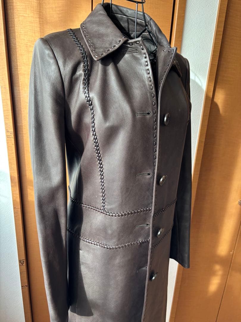 RUFFO レザーロングコート　ブラウン