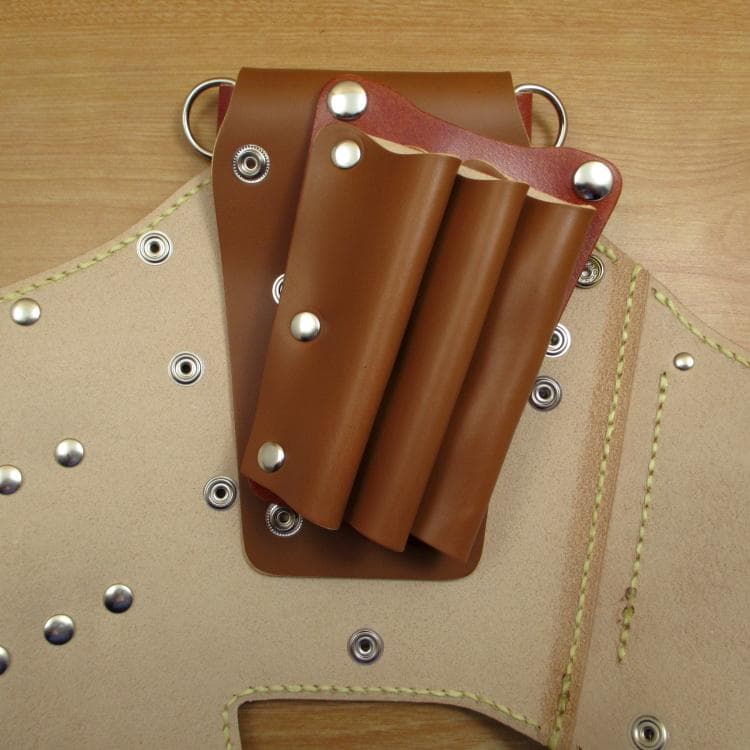 キャメル＆茶色　革ベルト付　６丁差し　本革シザーケース　SCL-100/CCA