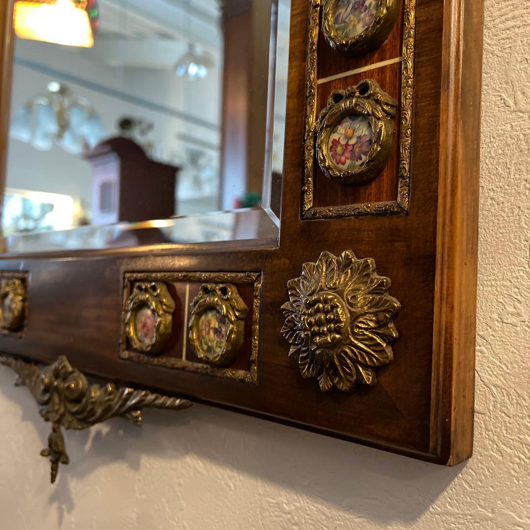 k078r118 ヨーロッパの伝統的な意匠を感じられるウォールミラー/壁掛け鏡