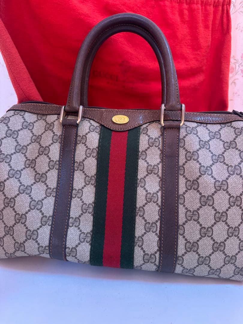 週末限定セールGUCCI グッチ GGシェリーライン ミニボストンバッグブラウン