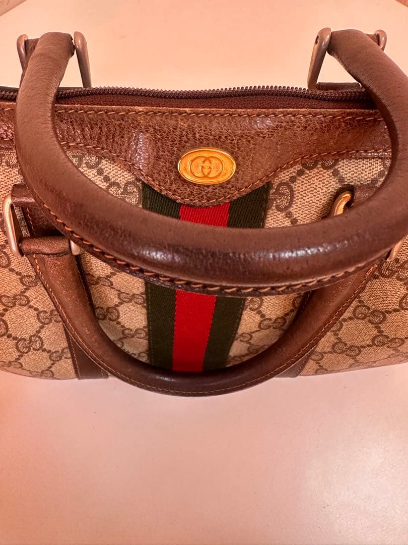 週末限定セールGUCCI グッチ GGシェリーライン ミニボストンバッグブラウン