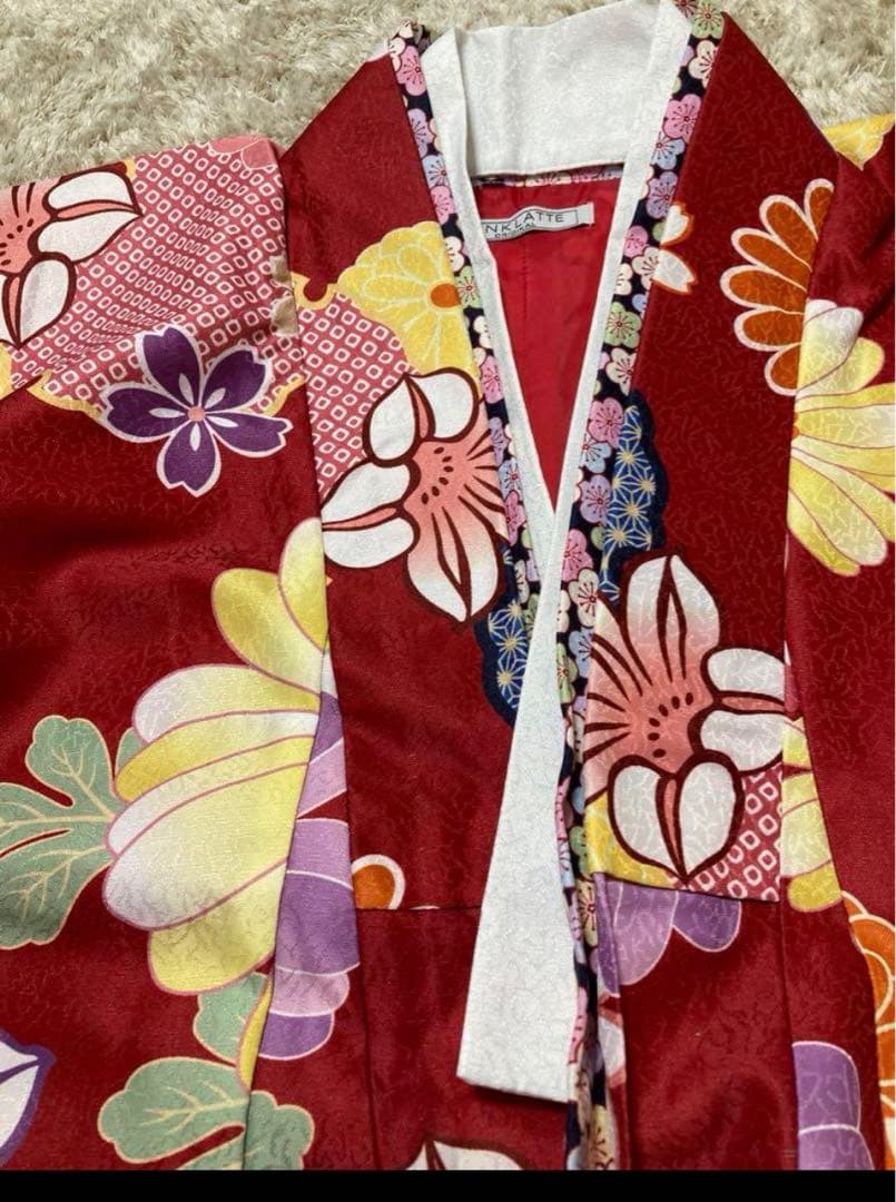 髪飾りつき美品☆ピンクラテ　袴セット　卒服　着物　150
