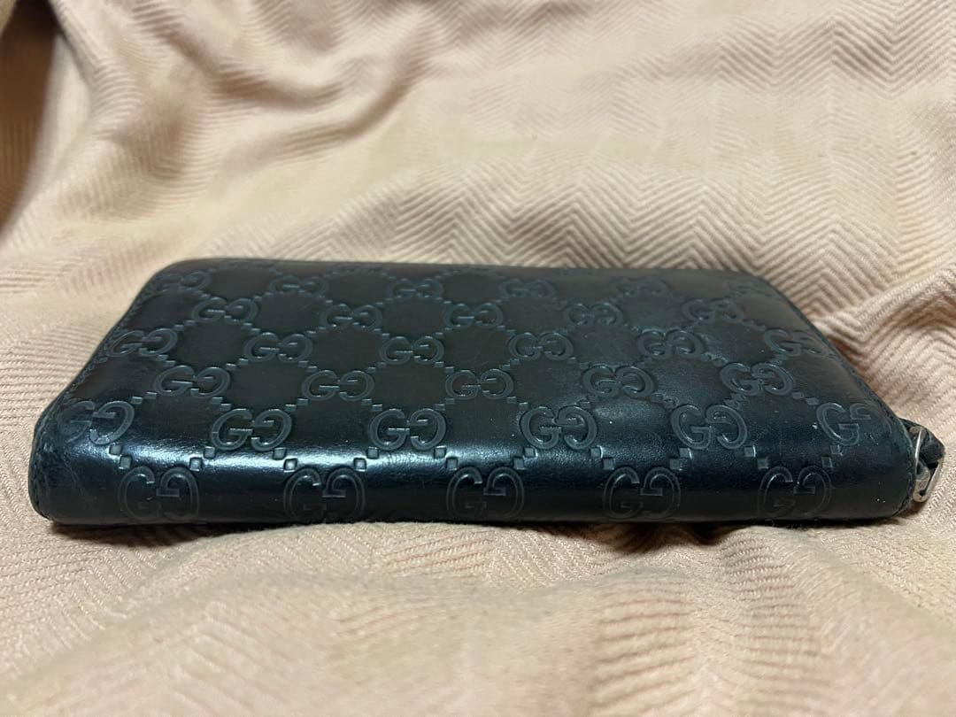 GUCCIグッチ シマ GG レザー ラウンドファスナー 長財布
