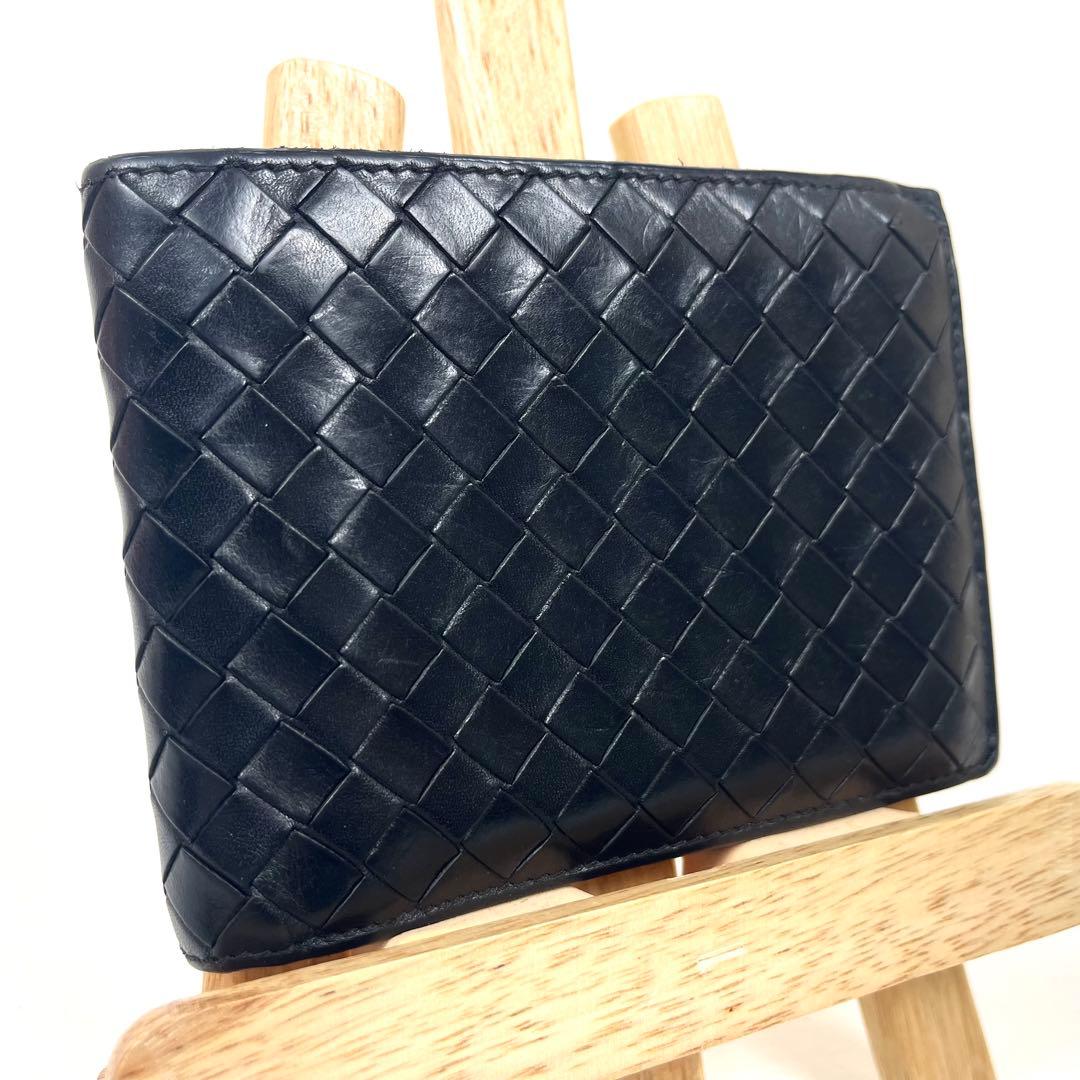 ボッテガヴェネタ　二つ折り財布　イントレチャート　コンパクト　スクエア　本革