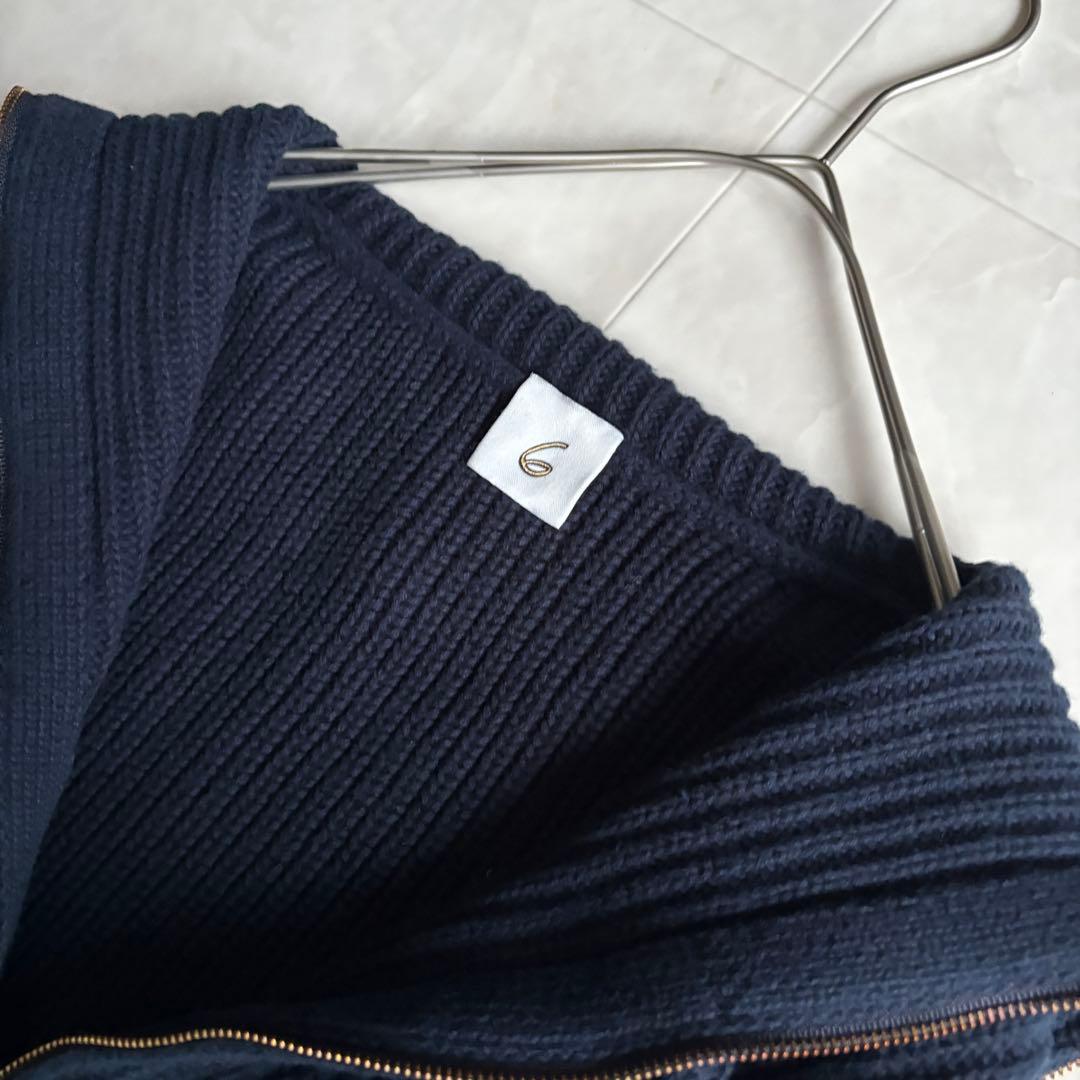 ＜6(ROKU)＞HIGH ZIP SAILOR KNIT/ニット ネイビー F