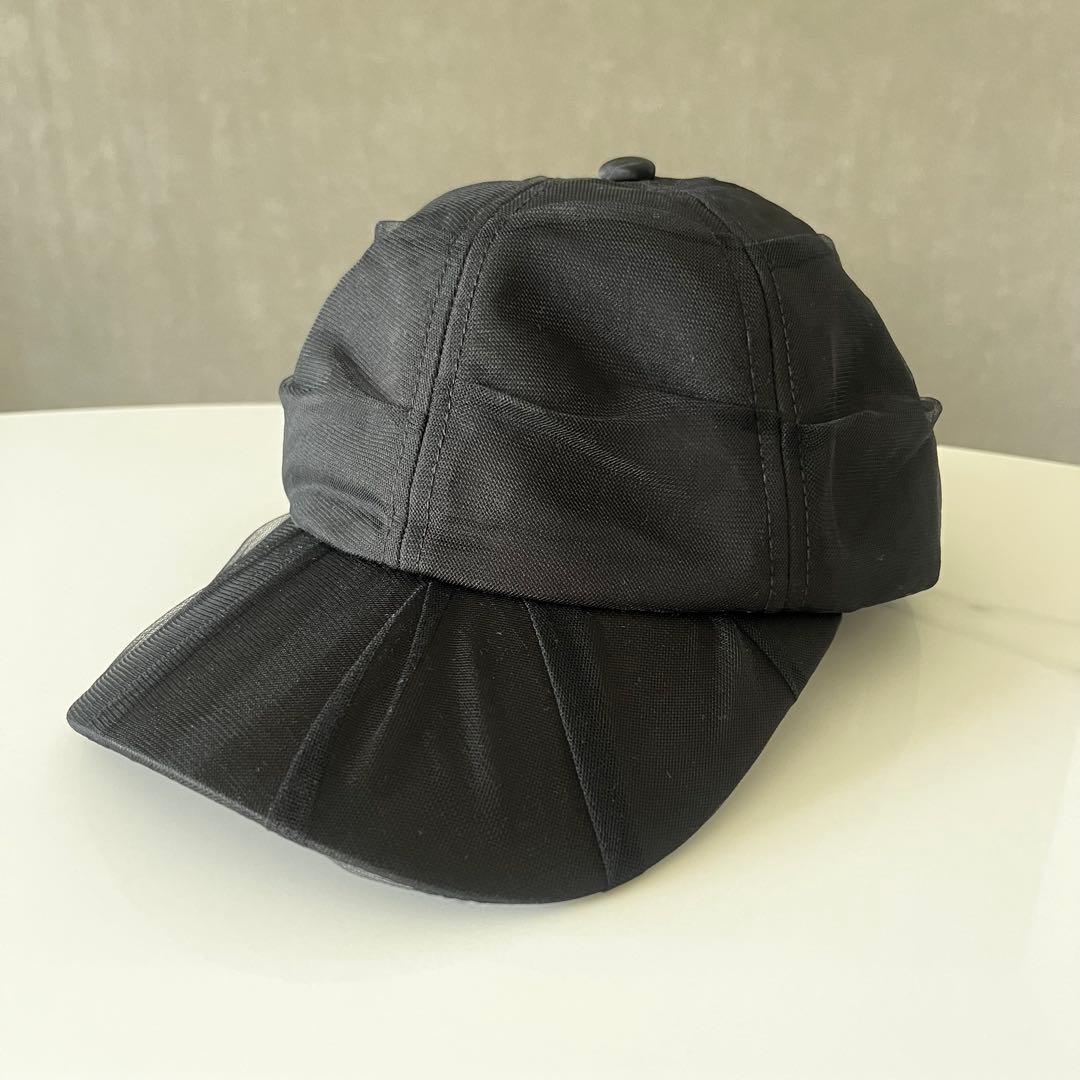 VIVIANO チュールベースボールキャップ　ブラック　エディットフォールル　黒