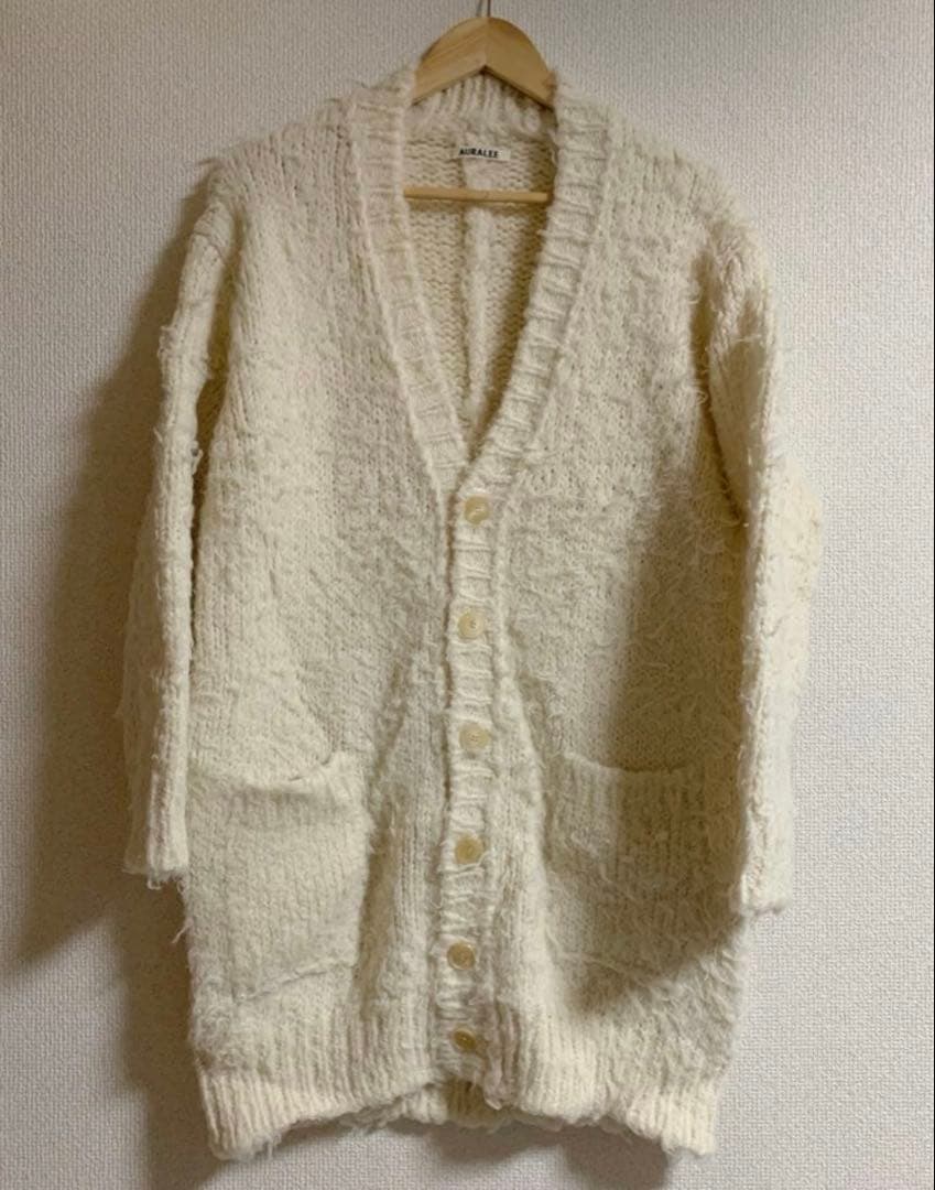 オーラリーウール、アルパカフリンジロングカーディガン