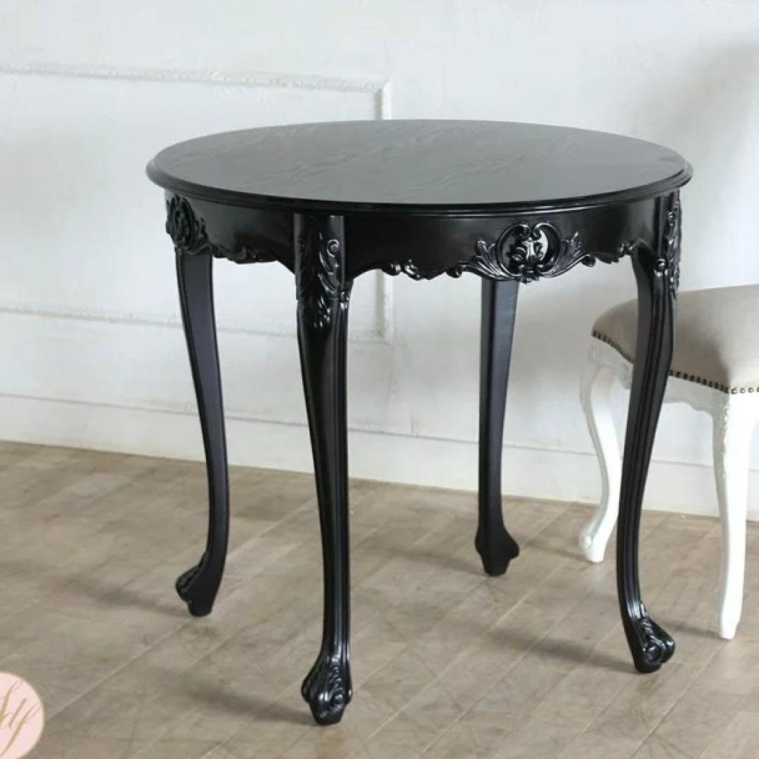 ダイニングテーブル　アンティーク　猫脚　猫足　ブラック　黒