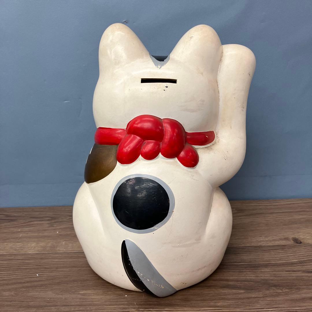 4F 招き猫 貯金箱 常滑焼 陶器 置物 縁起物 レトロ 飾り インテリア