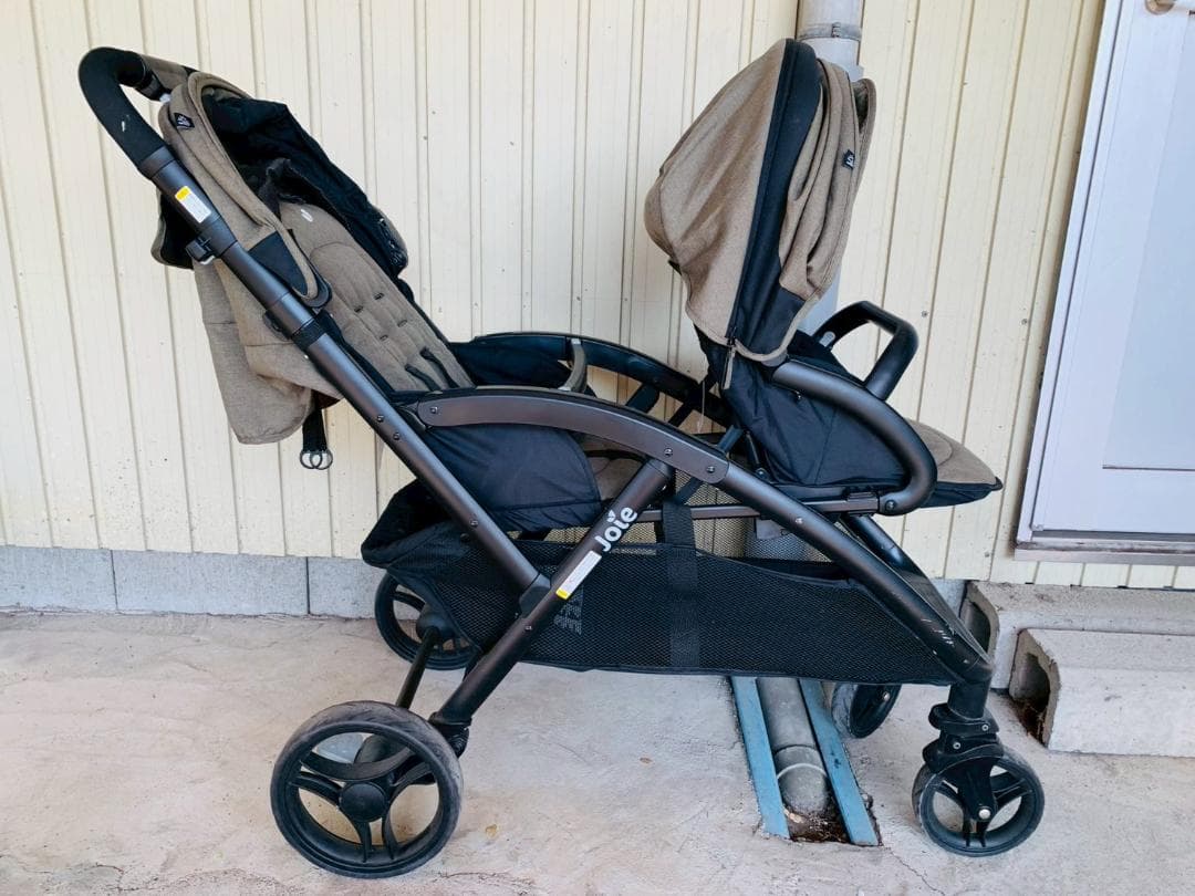 64Z送料込 joie エヴァライトデュオ 2人乗りベビーカー ベージュ 中古品