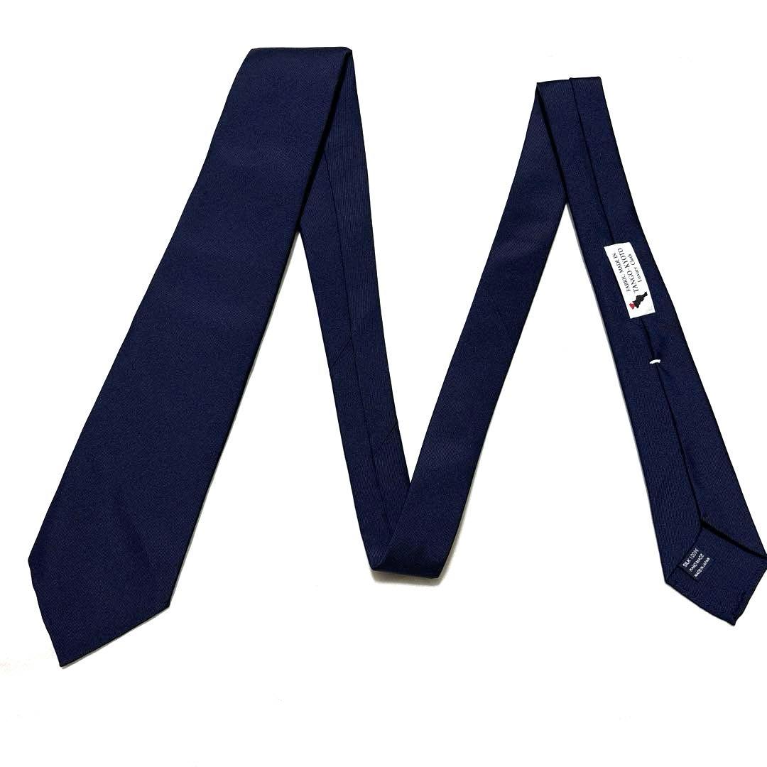 新品　FAIRFAX フェアファクス　ネクタイ　ネイビー　無地　四つ折り