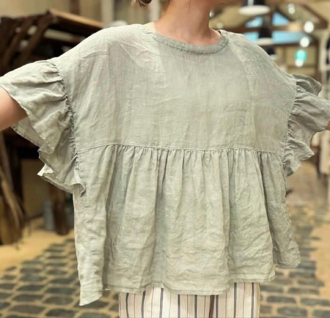 ネストローブnest Robe リネンラッフル袖2wayブラウス ⭐️未使用に近い