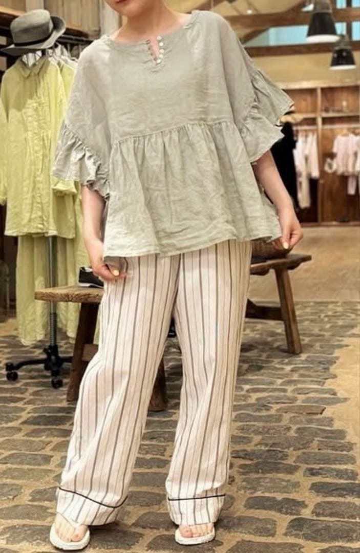 ネストローブnest Robe リネンラッフル袖2wayブラウス ⭐️未使用に近い