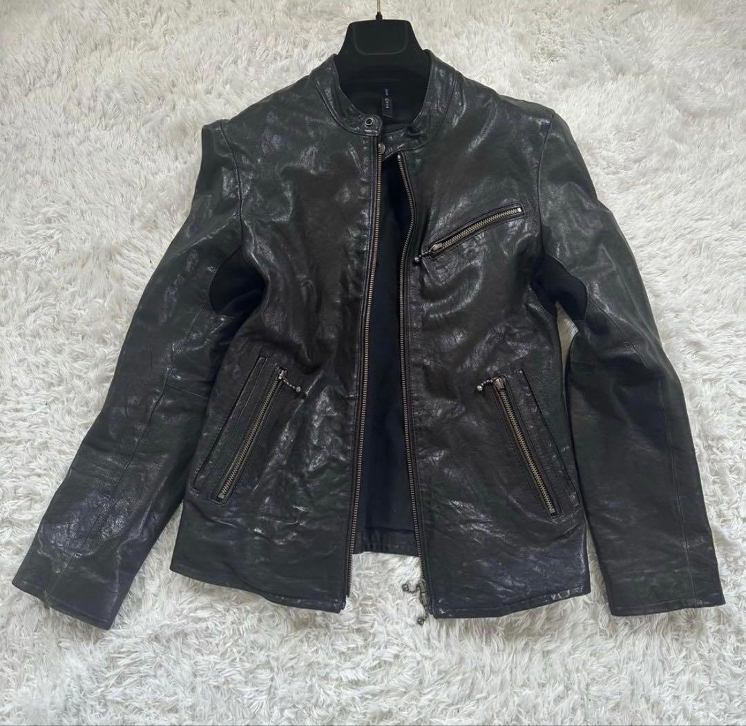【美品】glamb グラム シングルライダース ラムレザー 羊革 ブラック1