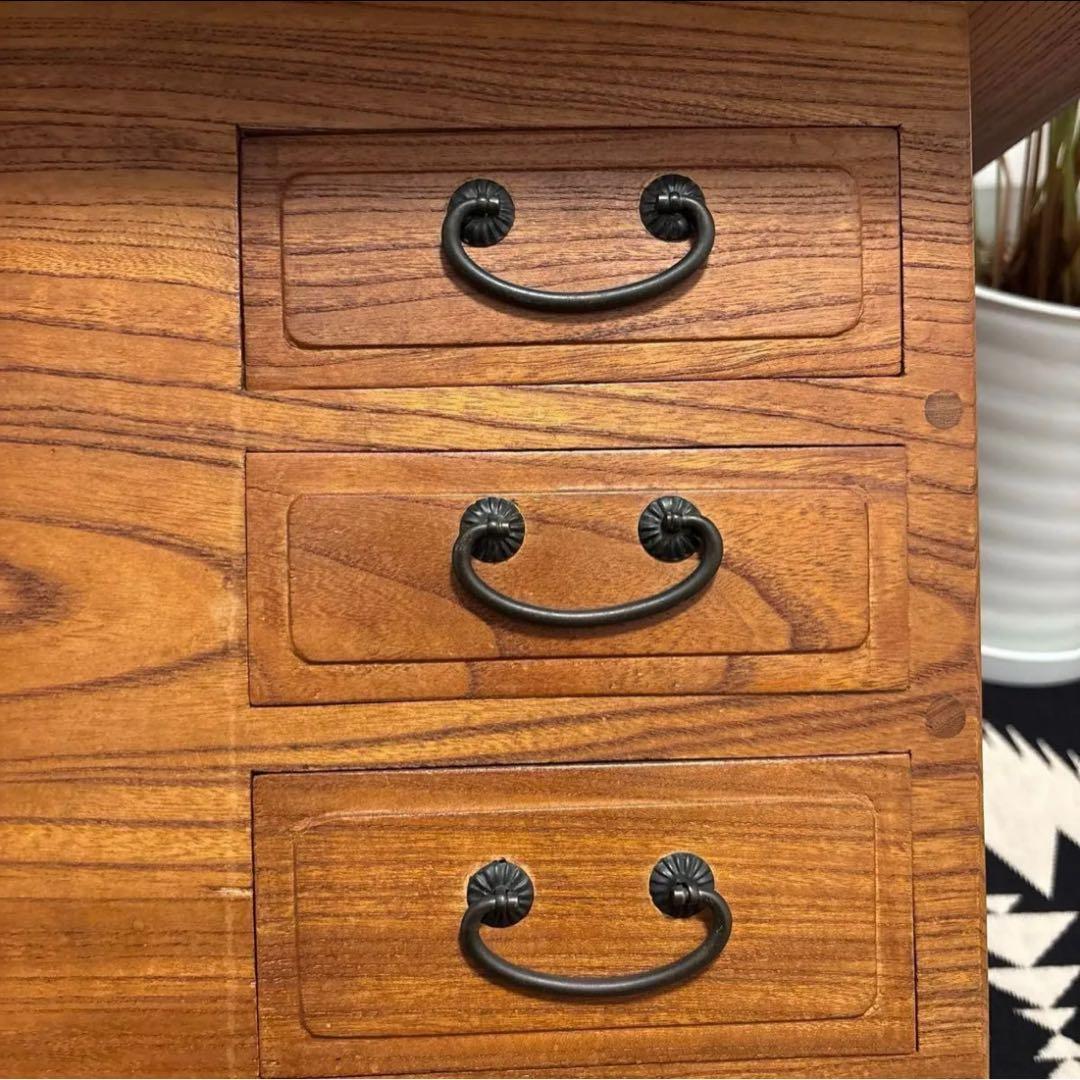 昭和レトロ　関西火鉢　長火鉢 銅製コンロ＆酒燗器　付き 古民家家具 天然木 無垢