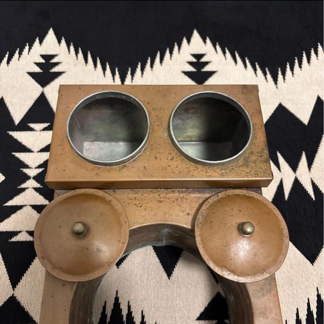 昭和レトロ　関西火鉢　長火鉢 銅製コンロ＆酒燗器　付き 古民家家具 天然木 無垢