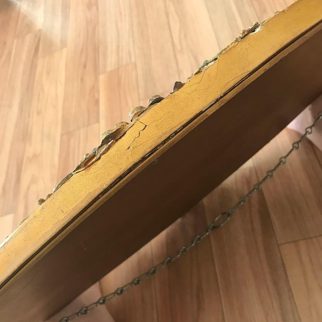 イギリスアンティーク☘️花装飾 壁掛けバーボラミラー オーバル型 英国鏡 送料込み