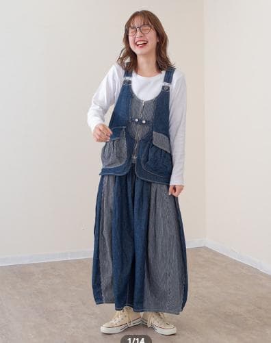 【新品タグ付き】mililopiulu レイヤード風切替バルーンデニムジャンスカ