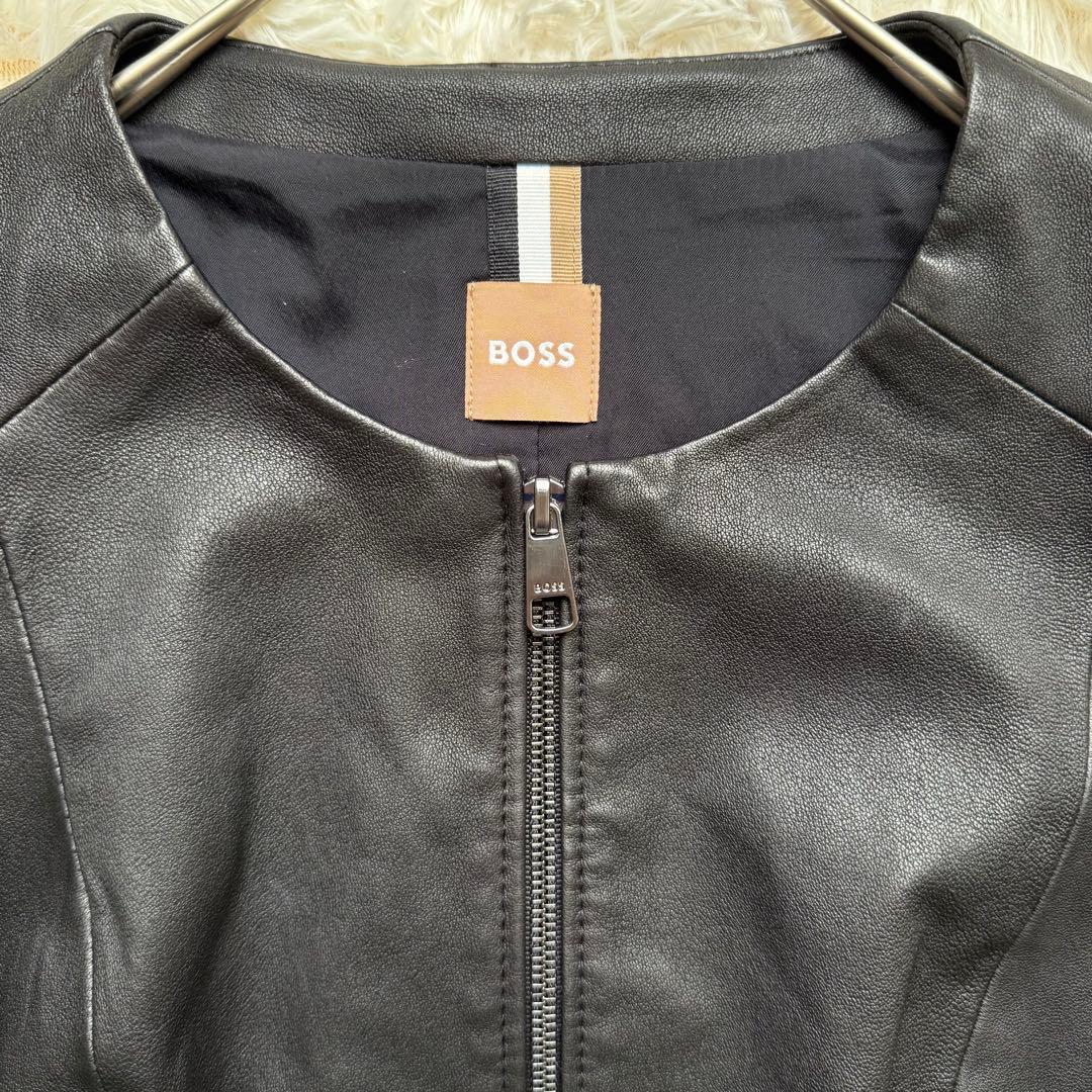 BOSS ボス ラムレザー ダブルジップジャケット M相当 レディース　ヒューゴ