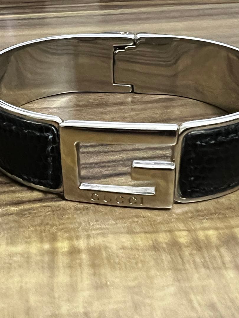 GUCCI ブレスレット　メンズ レディース シルバー× リザード