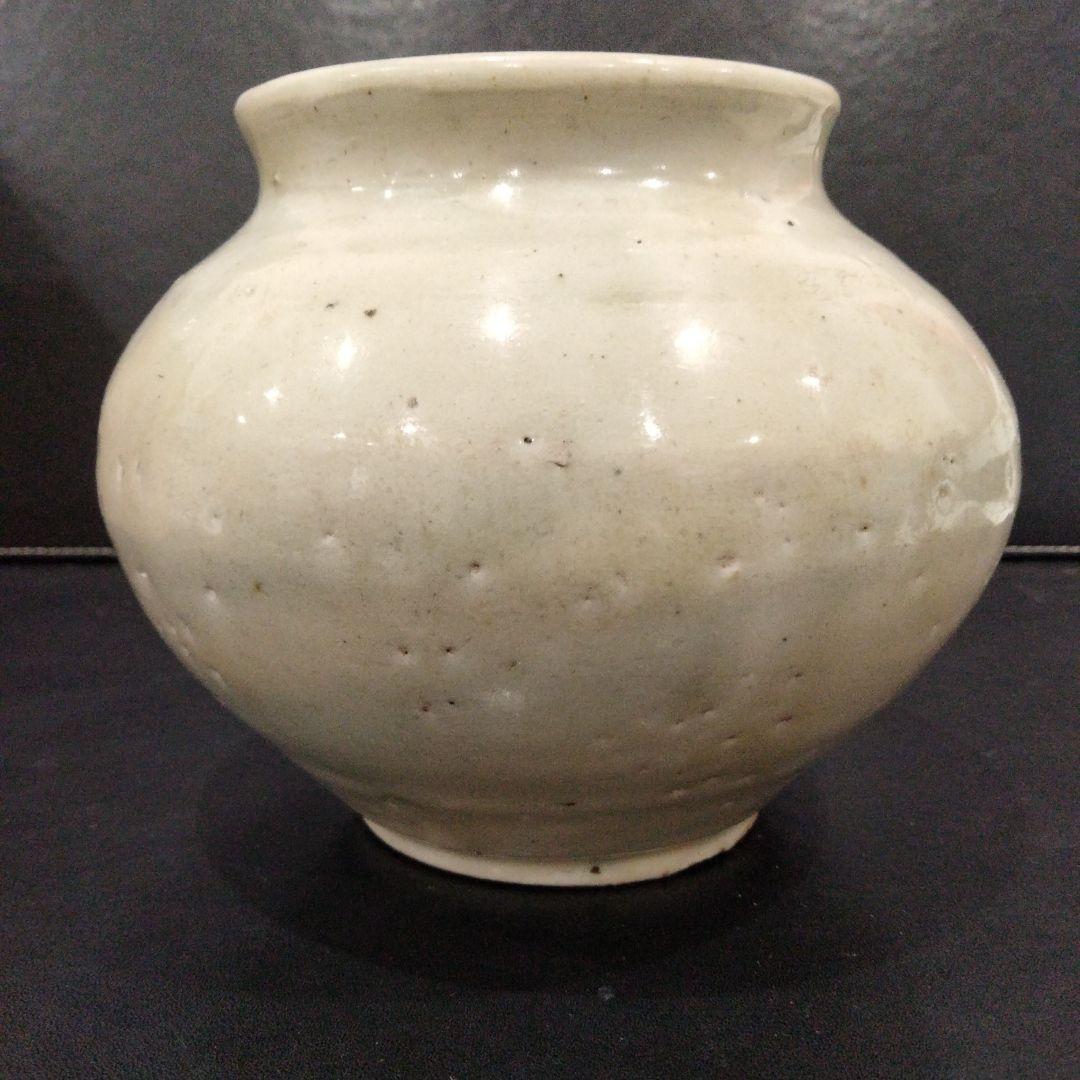 B258　時代古作 李朝 白磁 提灯壷 高さ11.5㎝ 箱付 朝鮮美術　E