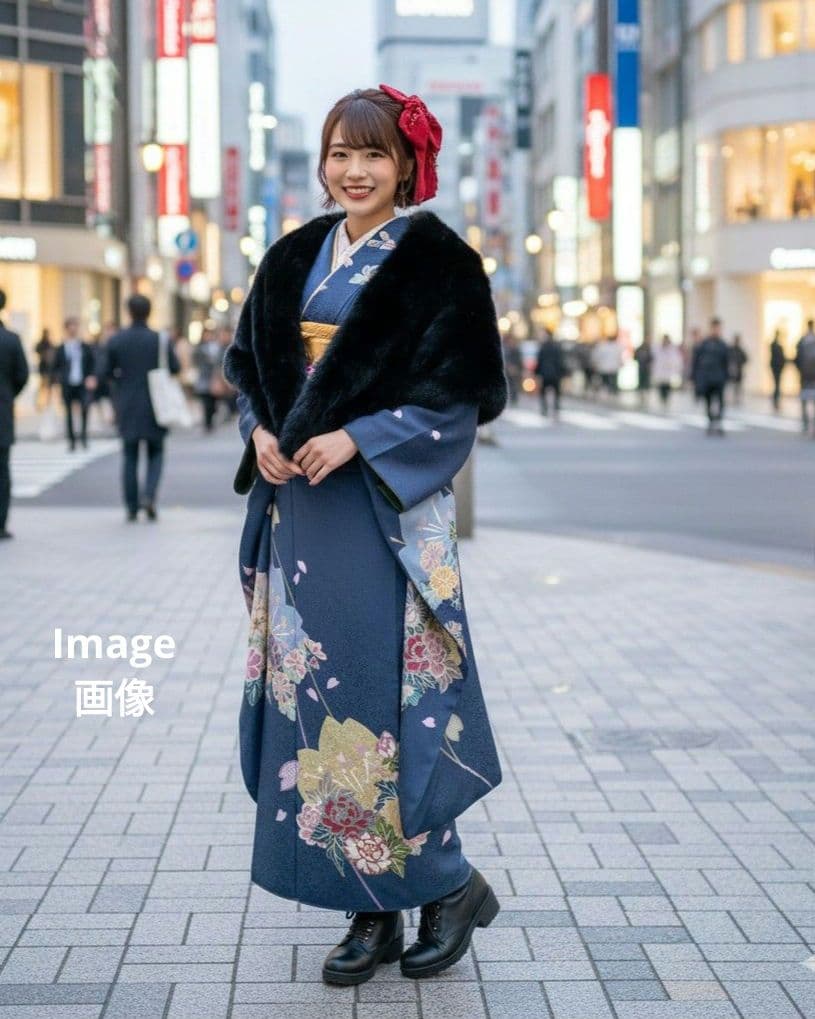 331【最終価格】【落款】【ブルーグレー】【正絹振袖6点フルセット】成人式卒業式