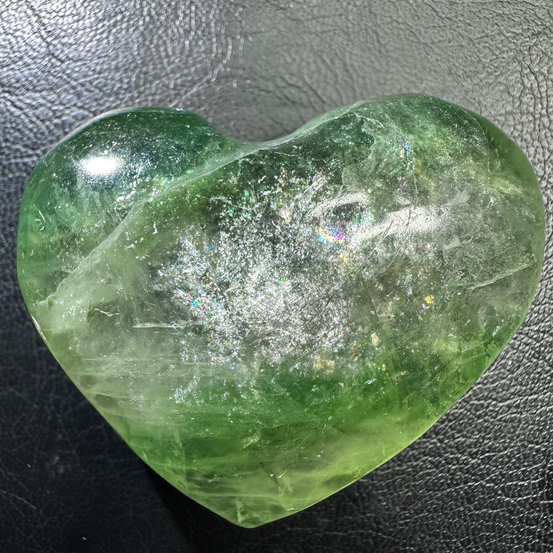 爆アレ❗️レインボー☆グリーンフローライト♡ハート♡ 蛍石パワーストーンA1189