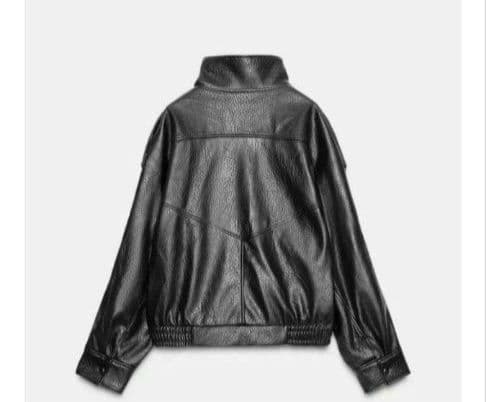 ZARA　フェイクレザージャケット M ブラック　新品未使用タグ付