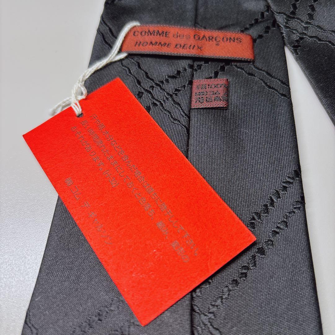 00s コムデギャルソン 未使用 ネクタイ ステッチ柄 チェック 黒