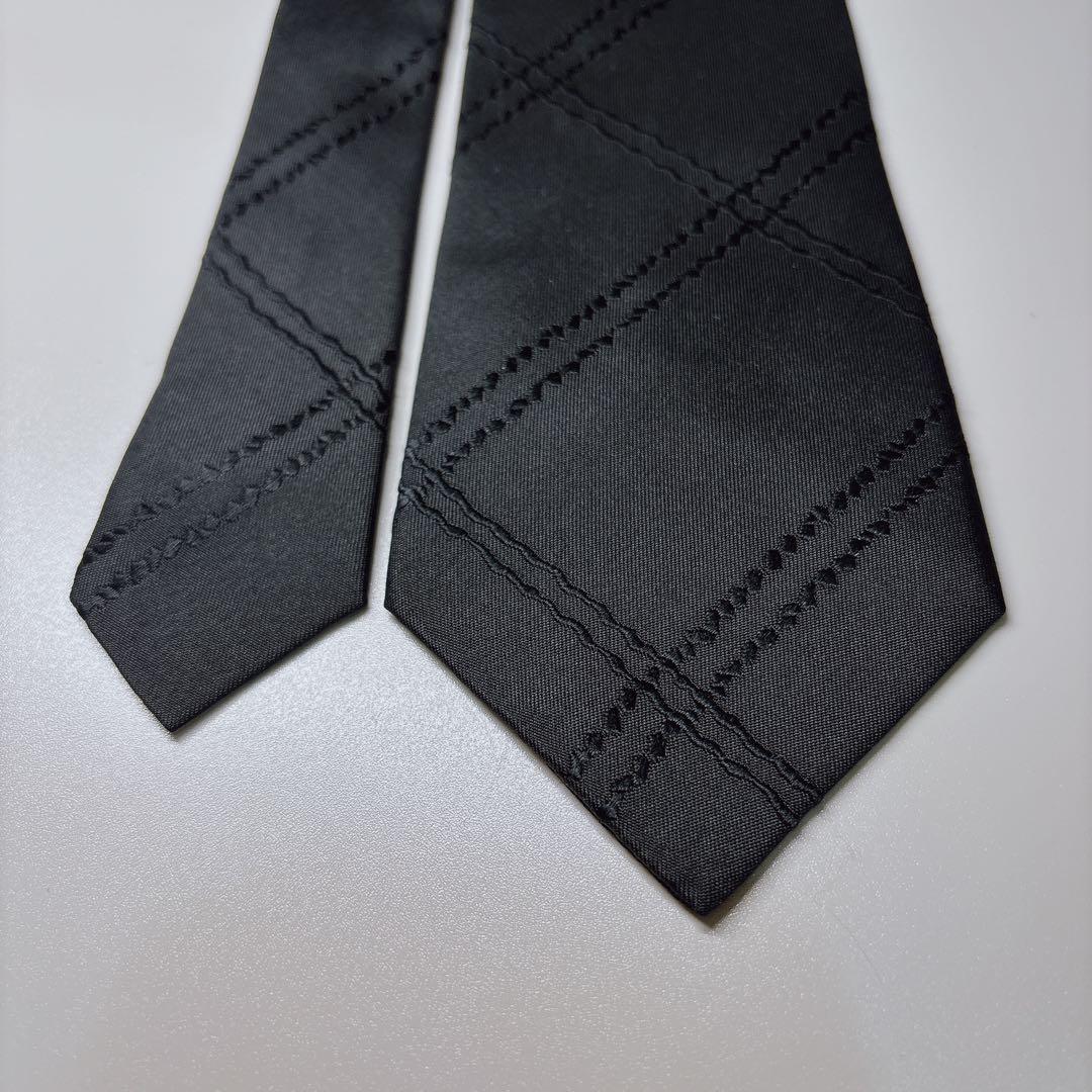 00s コムデギャルソン 未使用 ネクタイ ステッチ柄 チェック 黒