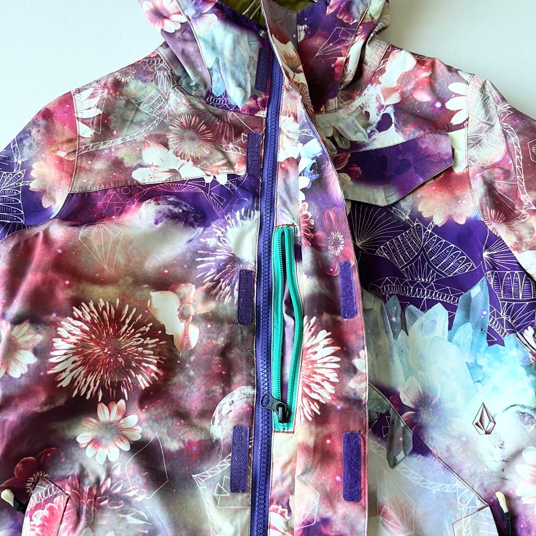 3236【美品】ボルコム　ジャケット ゴアテックス 総柄 花柄　S ピンク
