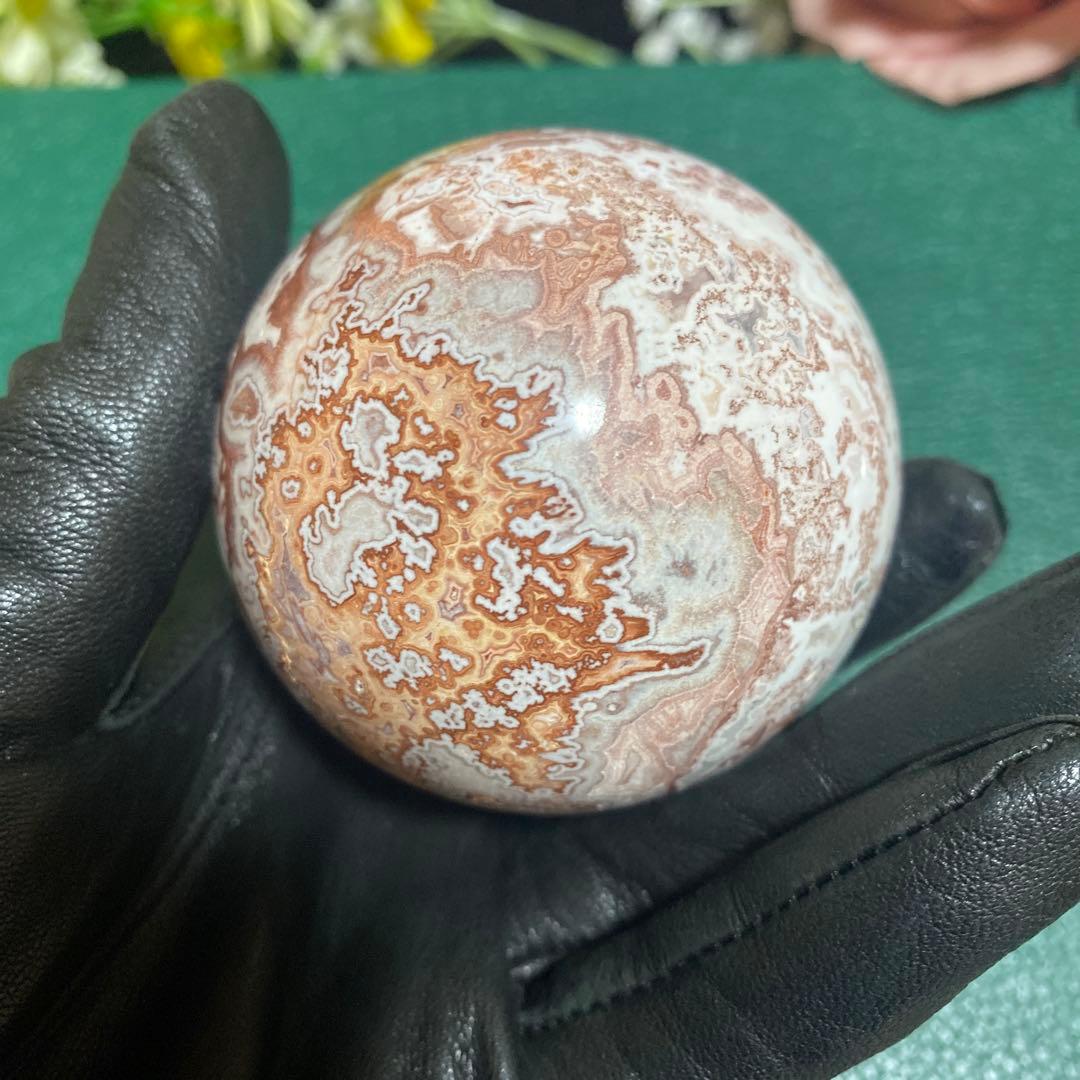 ピンクメキシコ瑪瑙 クォーツ共生スフィア
