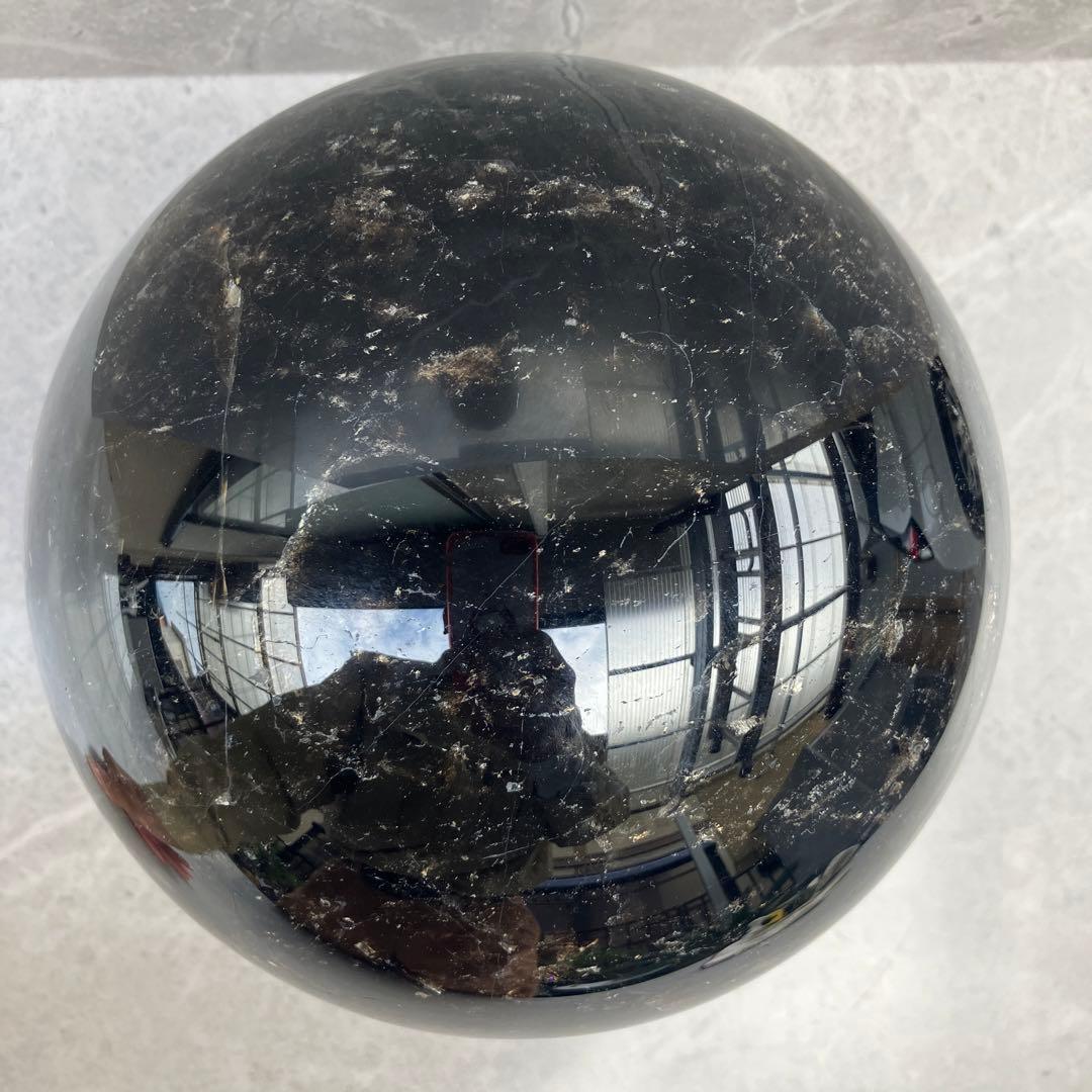 モリオン丸玉　パワーストーン　鑑賞石　丸玉　原石　天然石　自然石　黒水晶
