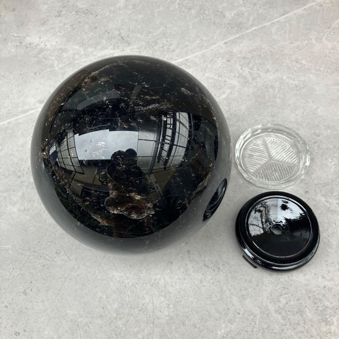 モリオン丸玉　パワーストーン　鑑賞石　丸玉　原石　天然石　自然石　黒水晶