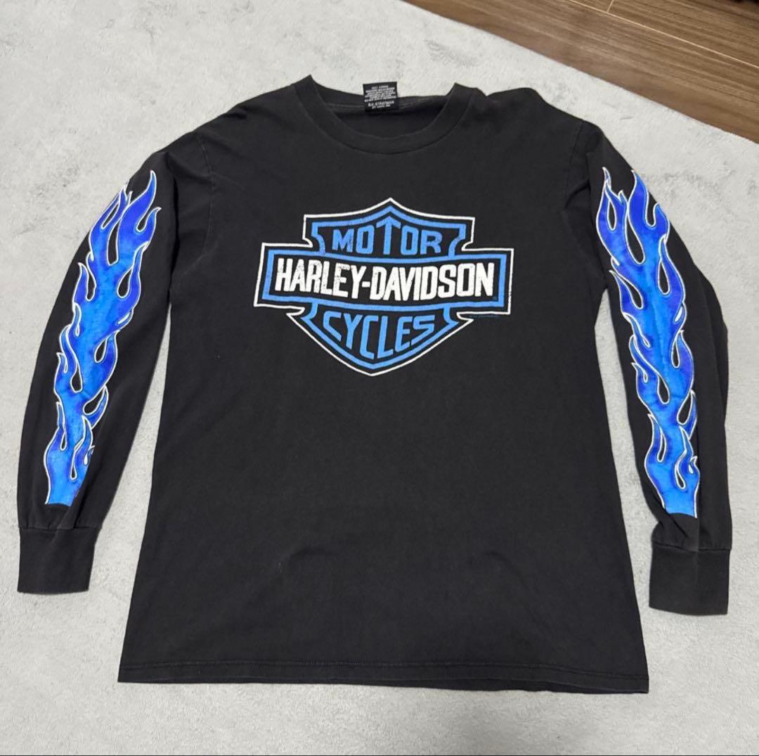Harley-Davidson ロンT　ハーレーダビッドソン　ブルーフレイム