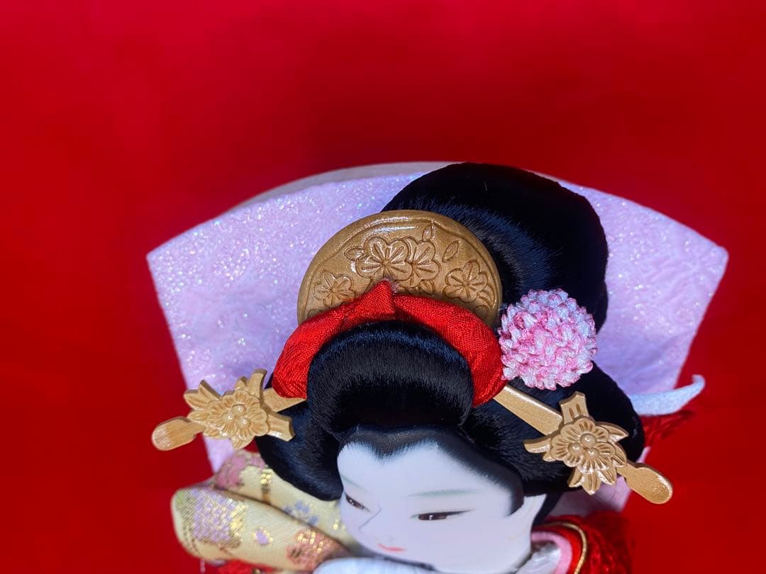 羽子板振袖金彩×かのこ刺繍アクリルケース１０号・間口約２６×奥約２１×高約４７㎝