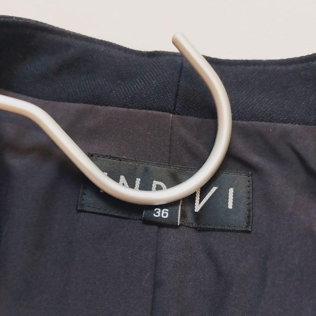 極美品　インディヴィ　ノーカラージャケット　パンツ　スーツ　セットアップ　紺