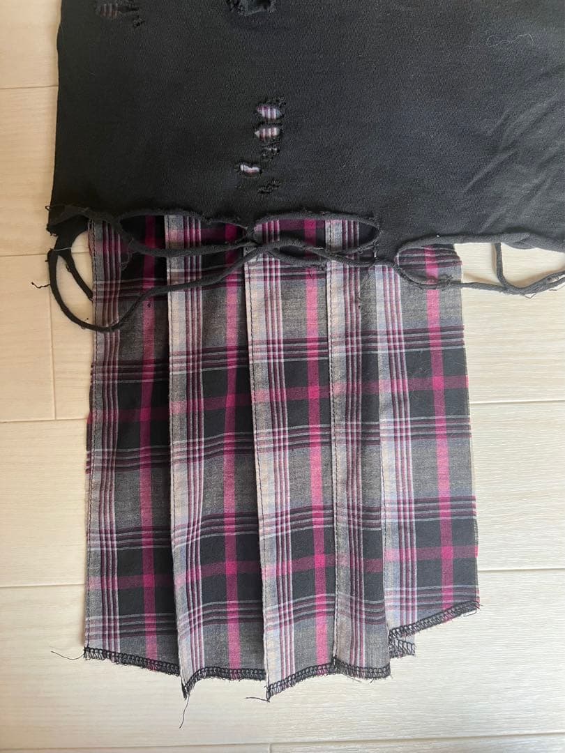 c0mi リメイク check shirt docking no-sleeve