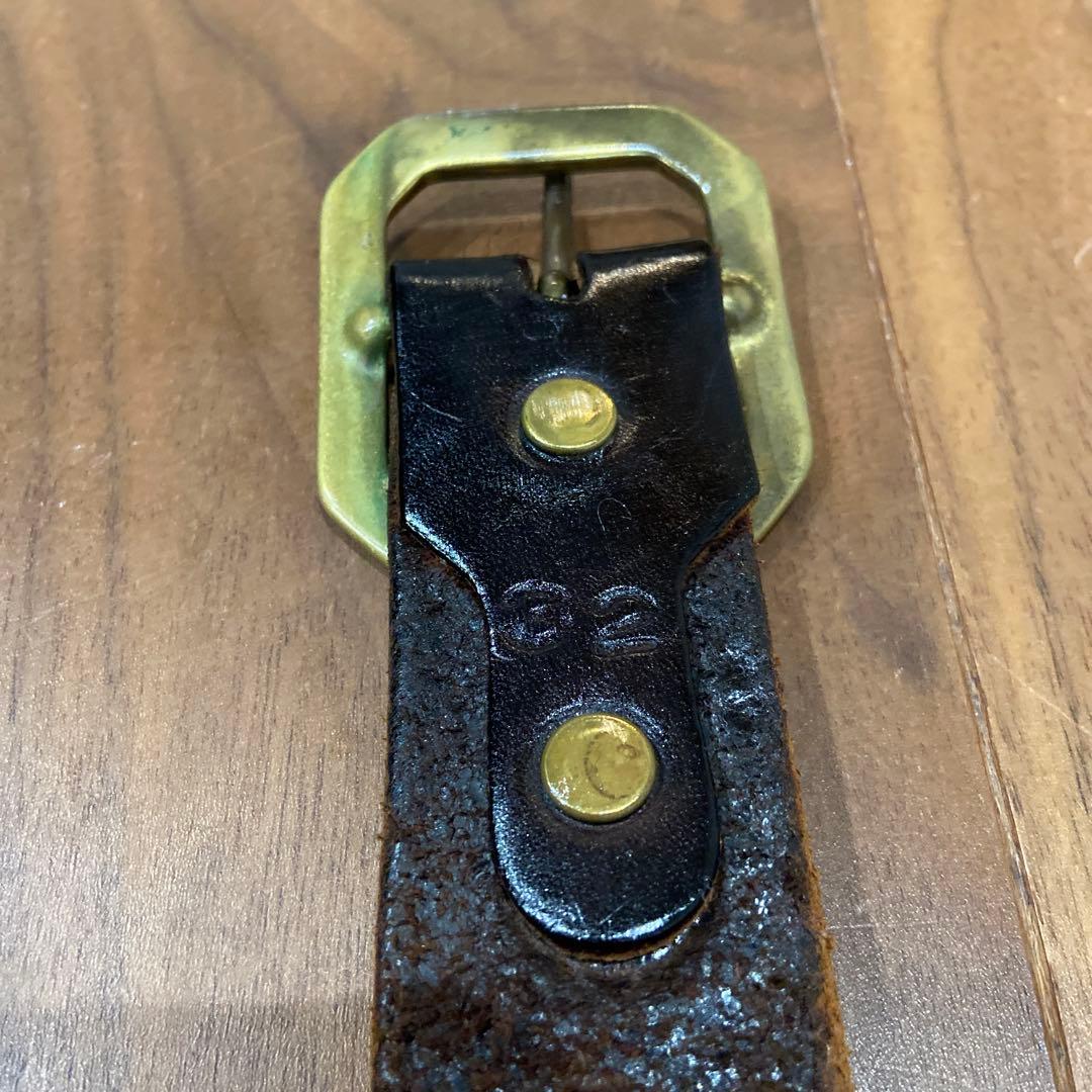 HTC フラワースタッズベルト イエローストーン&ダークブラウンレザー 32